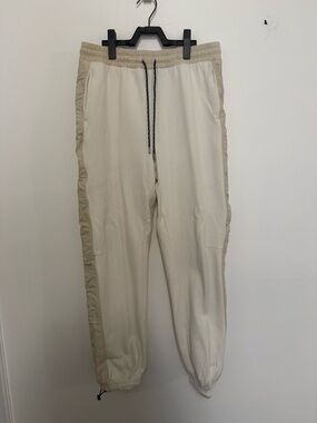Men's Cream Joggers with Tan Side Panels